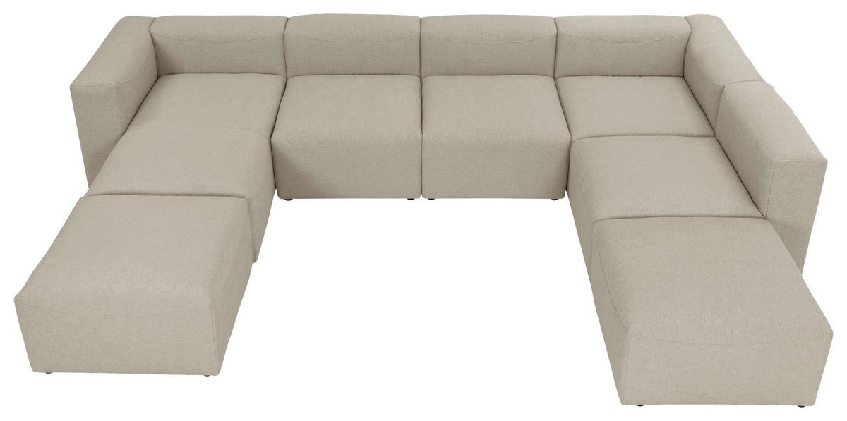 Wohnlandschaft Lena Creme Flachgewebe - Creme, Design, Textil (235/350/250cm) - Max Winzer