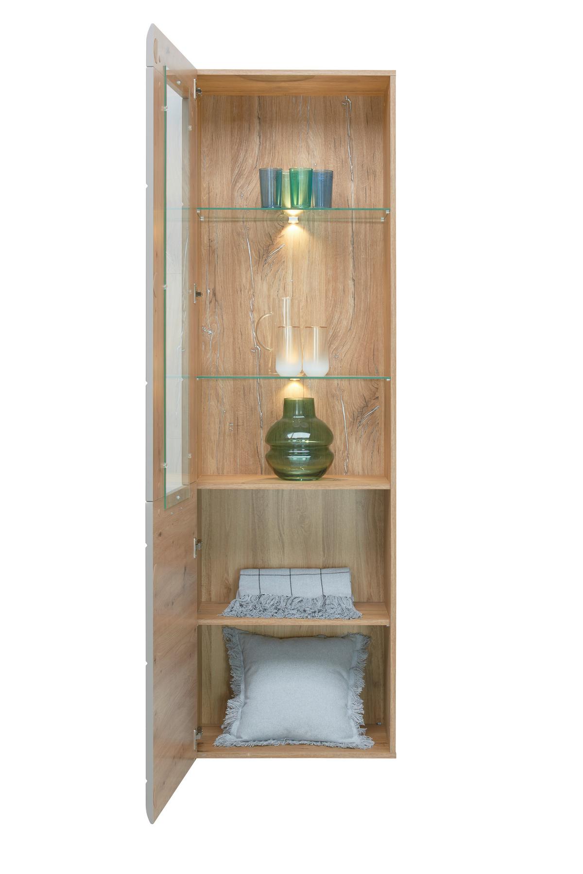 Vitrine Auris B: 60 cm Eiche/Basalt - Grau, MODERN, Glas/Holzwerkstoff (60/204,2/37,1cm) - Luca Bessoni