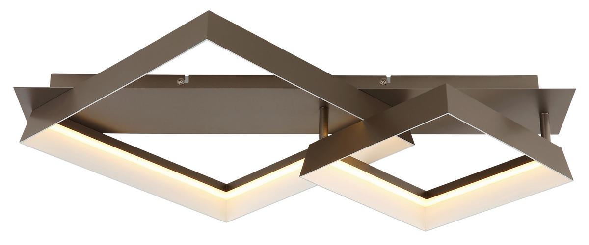 LED-Deckenleuchte 3000k, Warmweiß - Braun/Weiß, Design, Kunststoff/Metall (68,5/49,5/12cm) - Globo