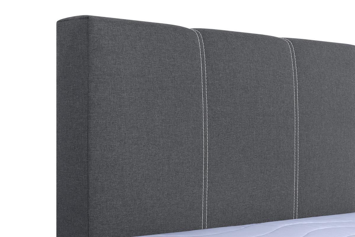 Boxspringbett Malta Mit Topper Grau, 140x200 Cm - Chromfarben/Schwarz, Basics, Holzwerkstoff/Textil (140/200cm) - P & B