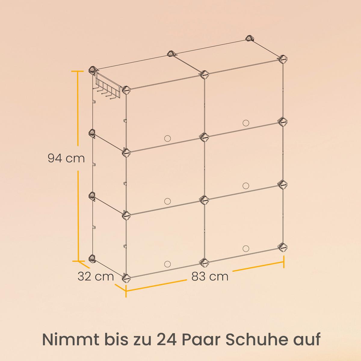 Schuhregal Schwarz, Weiß B: 82 Cm - Schwarz/Weiß, Basics, Kunststoff/Metall (82/92/32cm)