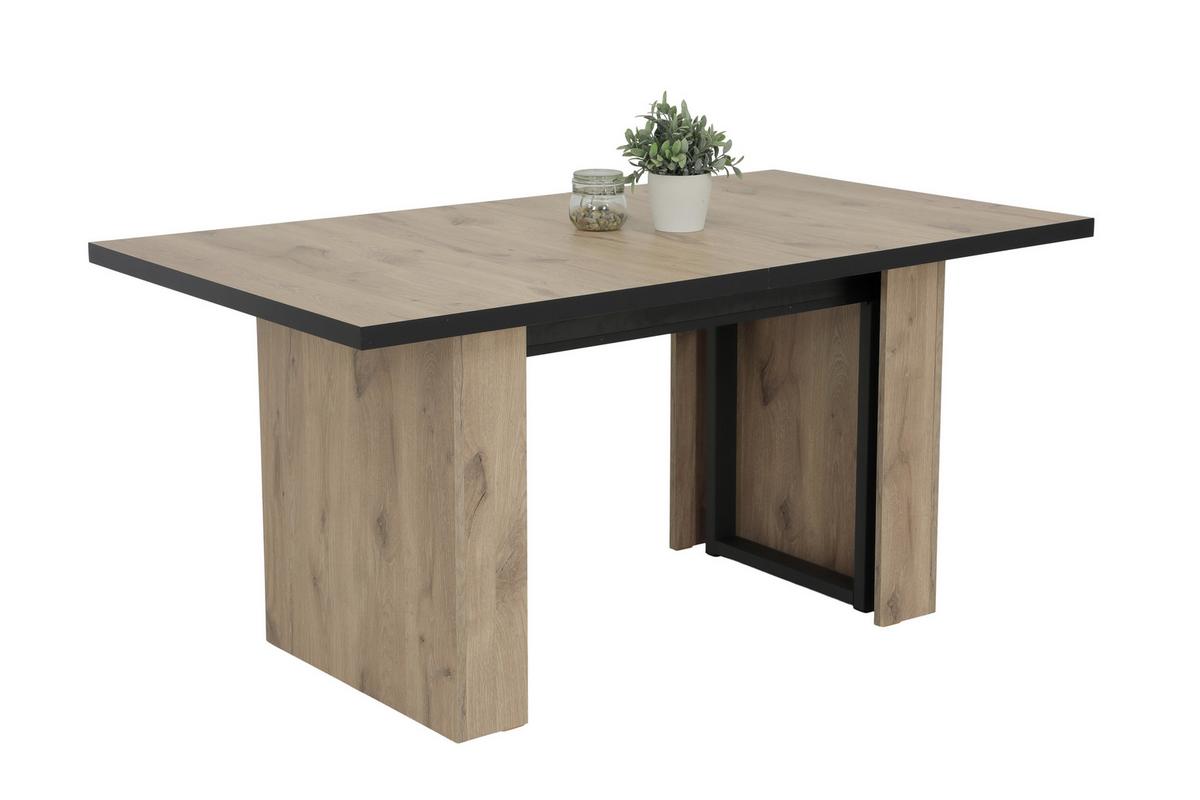 ESSTISCH ANNI T - Eichefarben/Schwarz, MODERN, Holzwerkstoff/Metall (90/160-320/76cm) - P & B