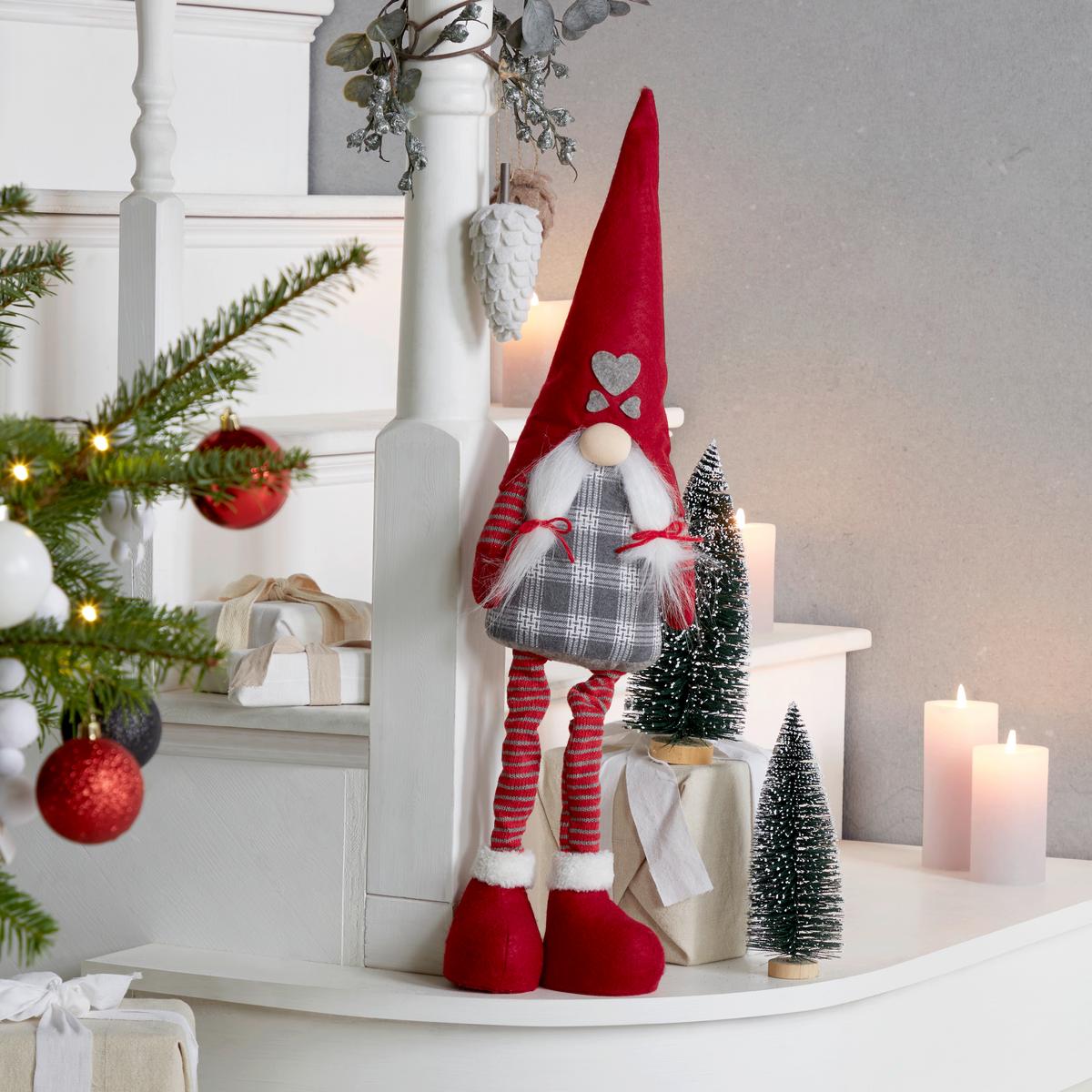 Wichtelfigur Textil/ Kunststoff H: 56-68 Cm - Rot/Weiß, Basics, Kunststoff/Textil (18/56-70/11,5cm) - Luca Bessoni