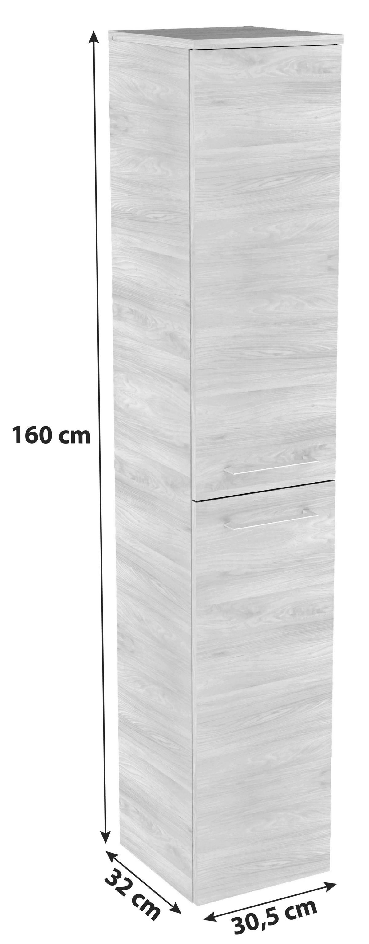 Hochschrank Mit Türdämpfer Lima B: 30,5 Cm, Esche Dekor - Eschefarben, MODERN, Glas/Holzwerkstoff (30,5/160,5/32cm) - MID.YOU