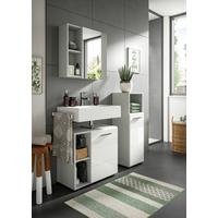 Badezimmer Copa Grau Weiß Hg B: 90 Cm - Weiß Hochglanz/Schwarz, MODERN, Holzwerkstoff (90cm) - MID.YOU