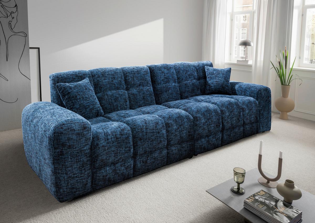 Viersitzer-Sofa Bosco, Blau B: 300 cm - Blau/Schwarz, MODERN, Textil (300/87/120cm) - Livetastic