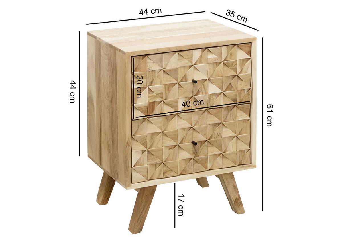 Noční stolek REWA masiv akácie - černá/barvy akácie, Lifestyle, kov/dřevo (44/61/35cm) - MID.YOU
