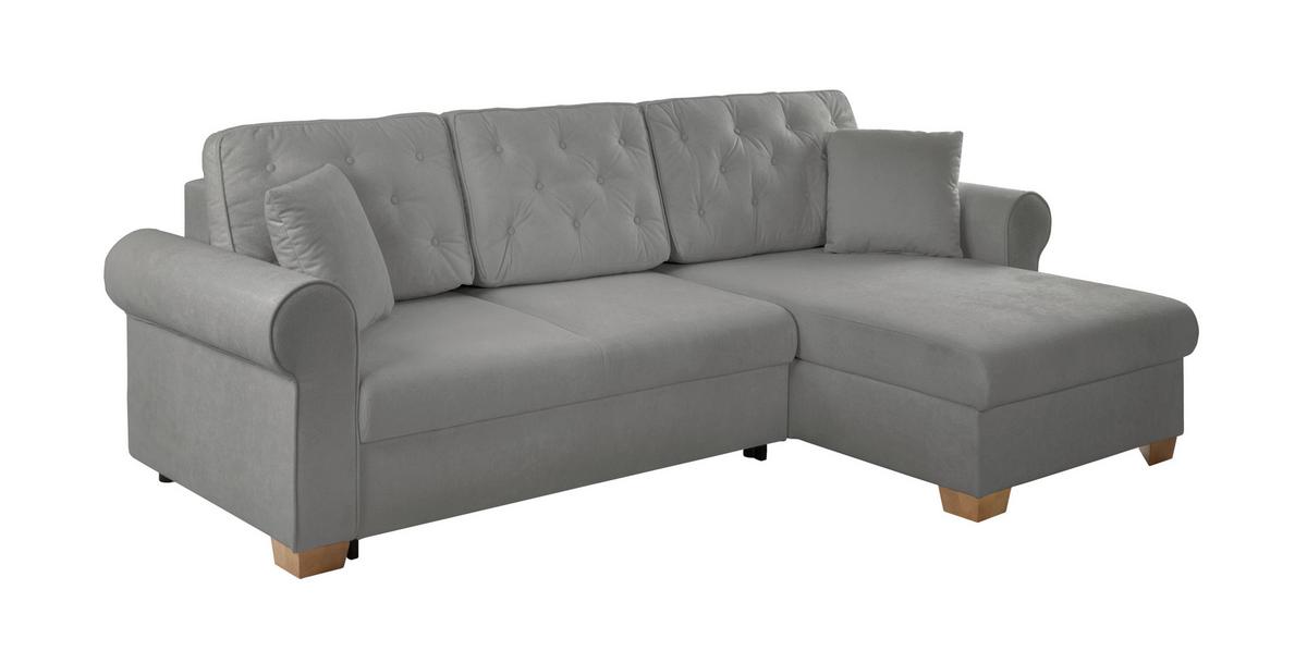Ecksofa Arles, Grau 70 S: 266x161 Cm - Buchefarben/Grau, Design, Textil (266/161cm) - MID.YOU