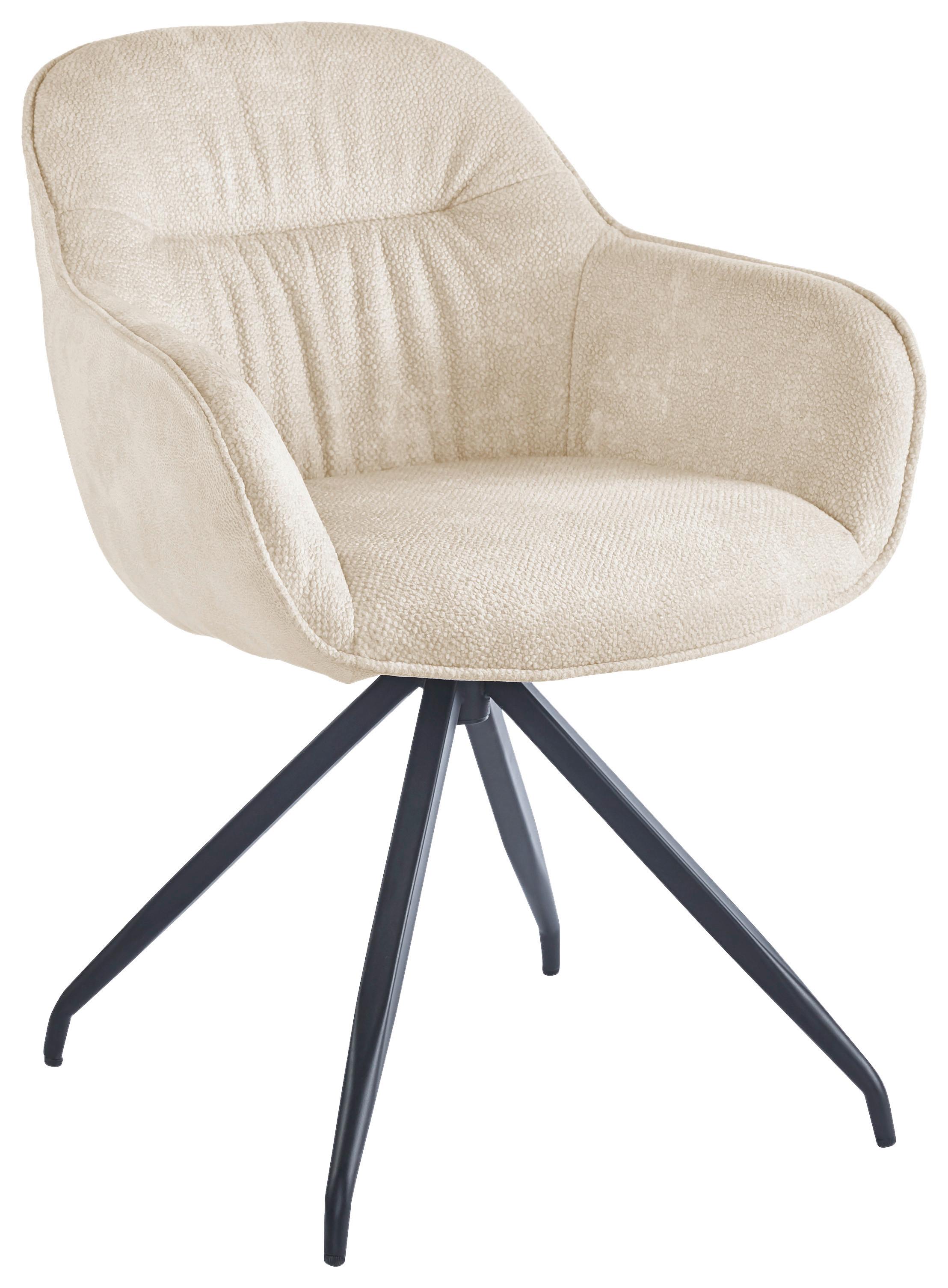 Židle s područkami Nadja, béžová - černá/béžová, Moderní, kov/textil (62/83/63cm) - Mömax
