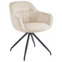 Židle s područkami Nadja, béžová - černá/béžová, Moderní, kov/textil (62/83/63cm) - Mömax