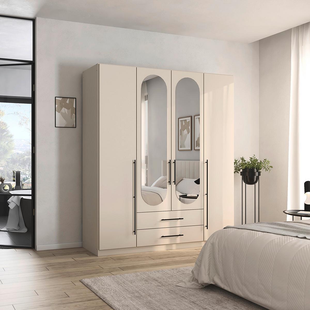 ŠATNÍ SKŘÍŇ S OTOČNÝMI DVEŘMI VERLORA, šířka 181 cm - černá/šampaňská, Konvenční, kov/kompozitní dřevo (181/210/54cm) - Mömax