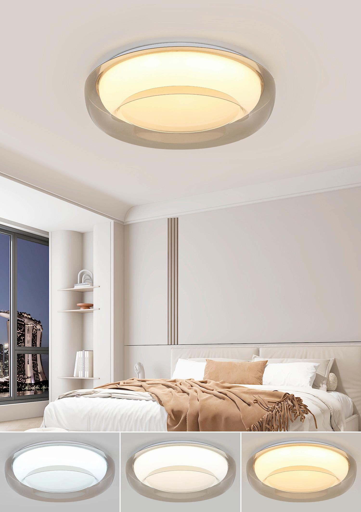 Led-deckenleuchte Lejla Ø 50 Cm - Transparent/Weiß, MODERN, Kunststoff/Metall (38/10cm) - Luca Bessoni