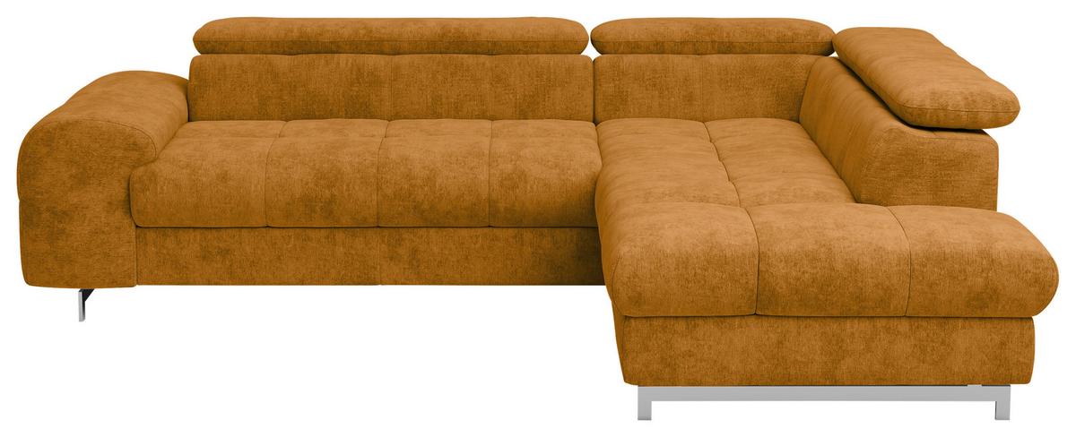 Ecksofa mit Schlaffunktion Cloud + Goldfarben - Chromfarben/Goldfarben, KONVENTIONELL, Textil (257/206cm) - Livetastic