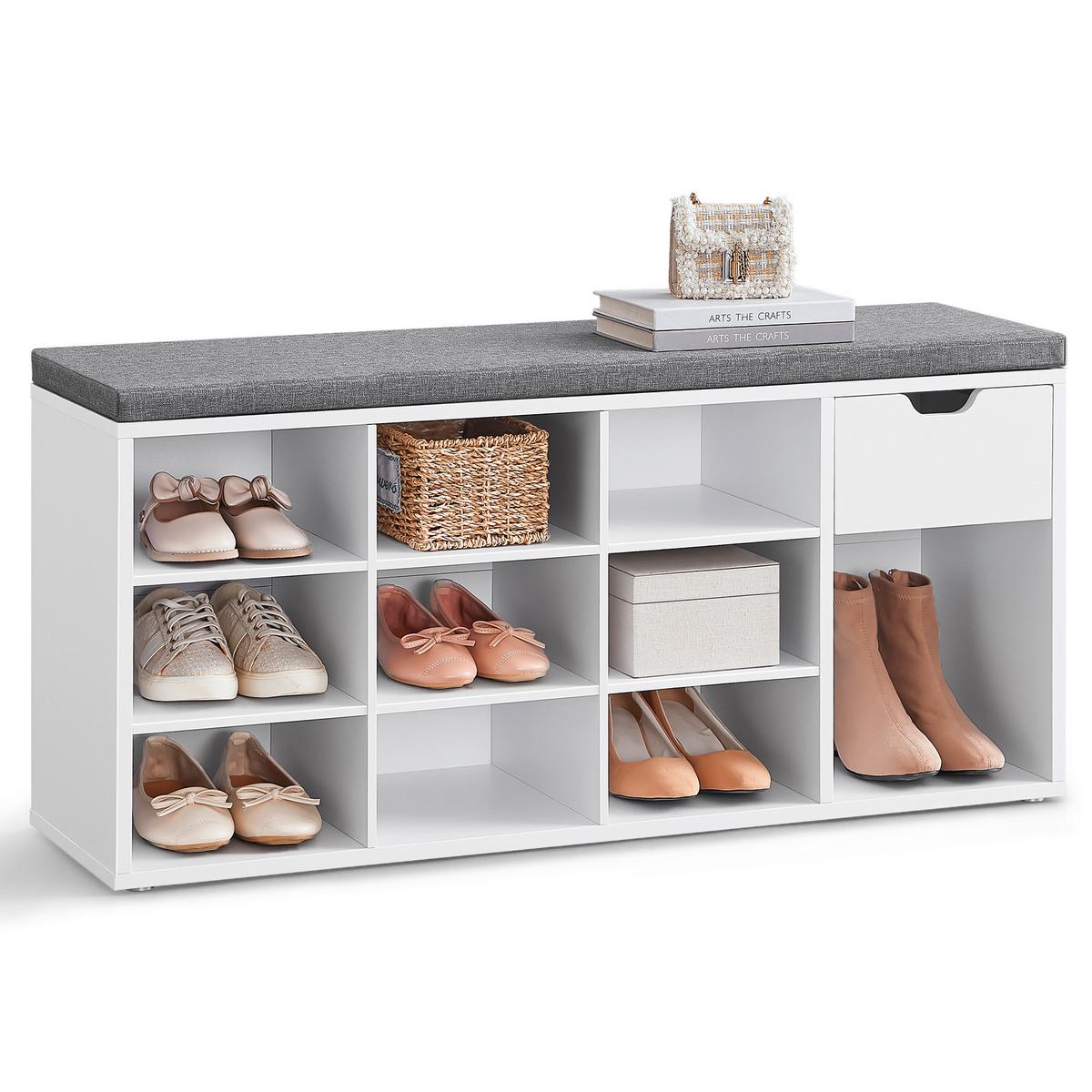 Lavica do predsiene sivá/biela - sivá/biela, Trend, kompozitné drevo (104/48/30cm) - Boxxx