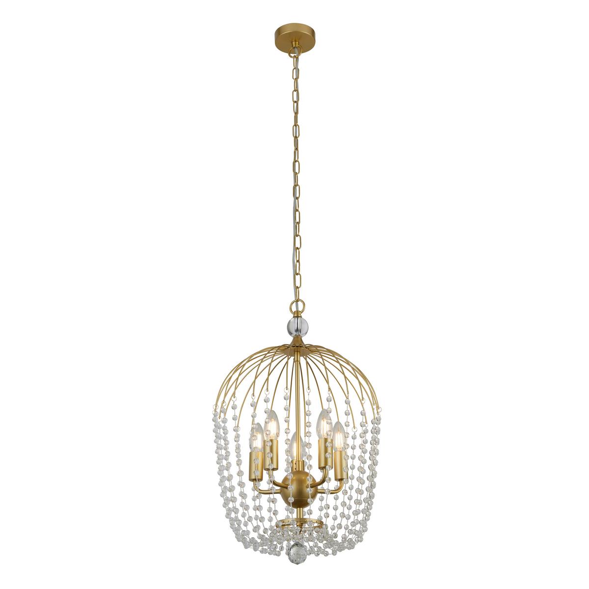 Hängeleuchte Shower H: 150 Cm 5-Flammig - Goldfarben, Design, Glas/Metall (36/150cm)