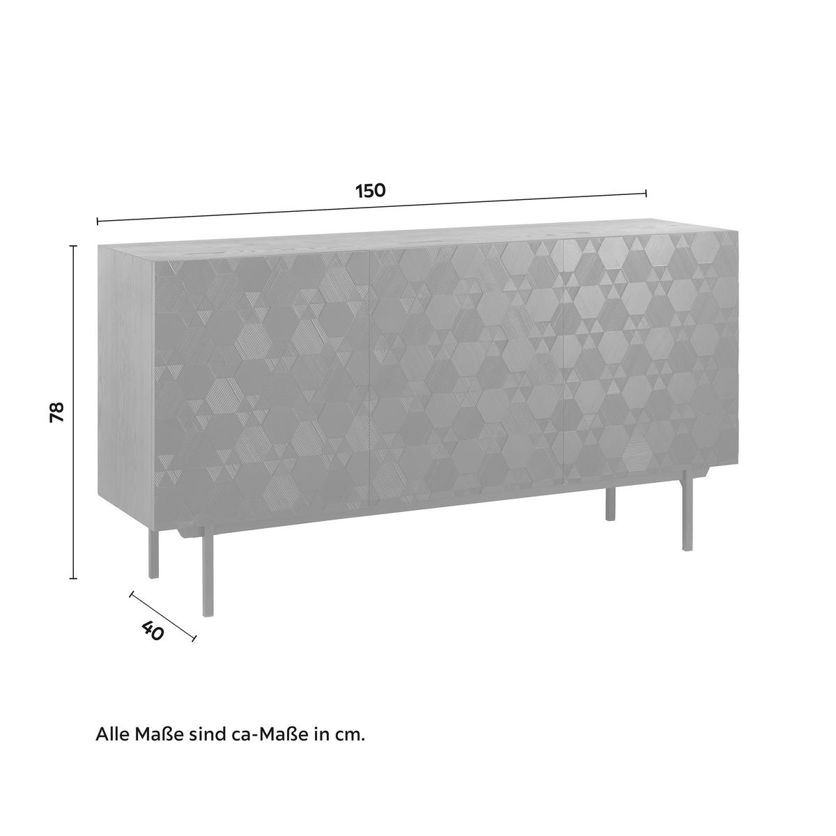 Komoda ROMA čierna - čierna, Modern, kov/drevo (150/78/40cm) - Bessagi Home