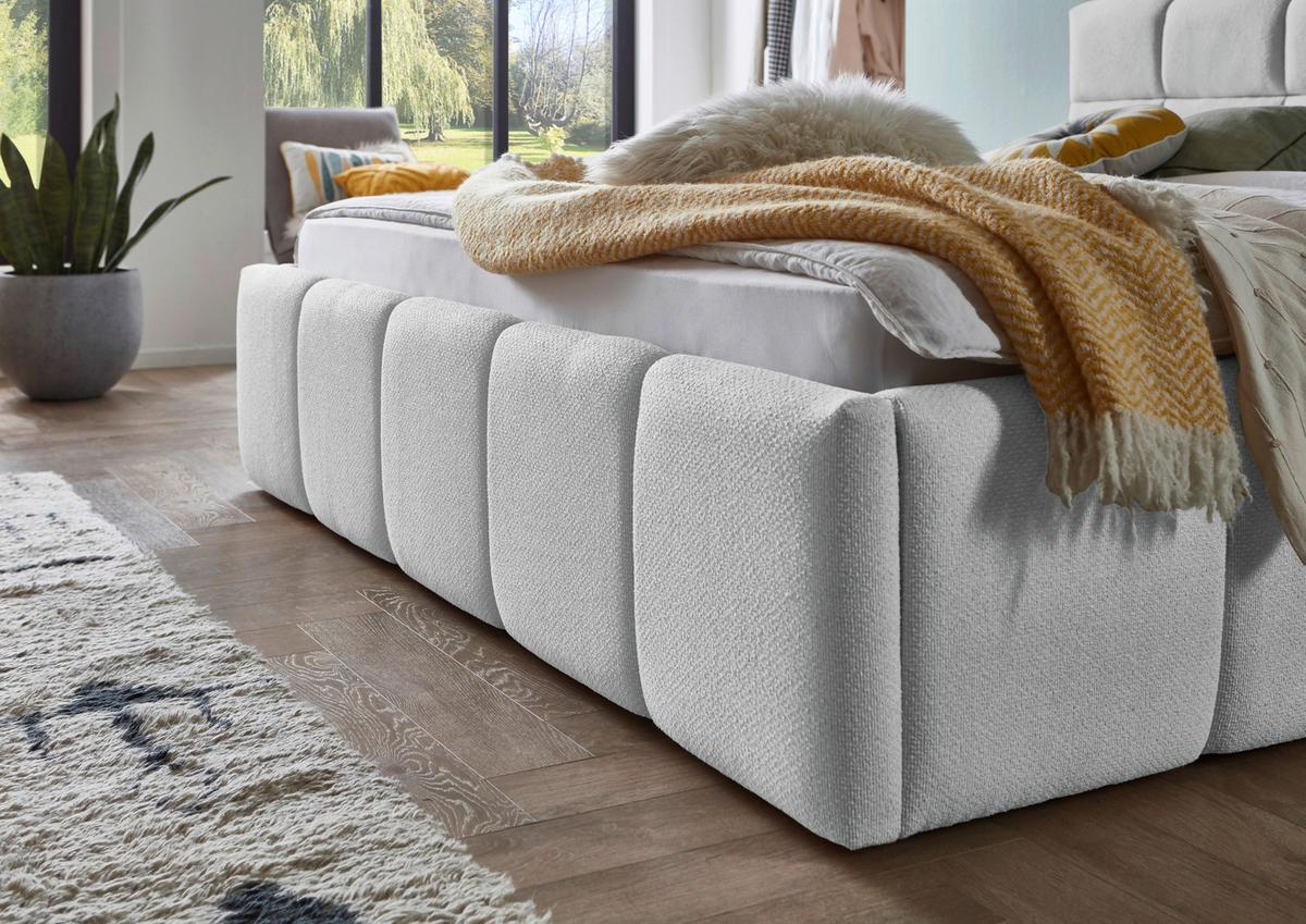 Čalúnená posteľ ASCONA 160x200, svetlosivá - čierna/svetlosivá, Konventionell, textil/plast (160/200cm)