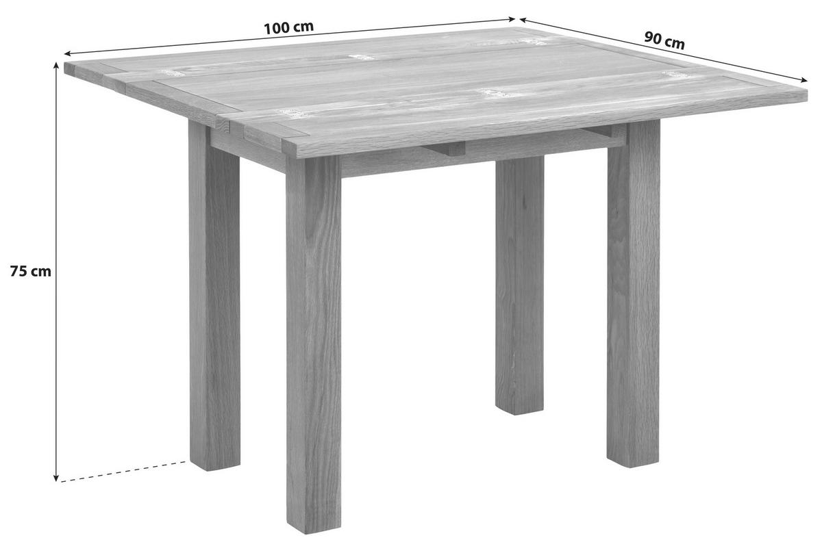 Esstische Ausziehbar Echtholz Kenley 100x90x75 Cm - Eichefarben, Trend, Holz/Holzwerkstoff (45-90/100/75cm) - MID.YOU