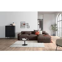 Ecksofa Pearl - Schwarz/Mokka, Design, Textil (303/196cm) - Livetastic