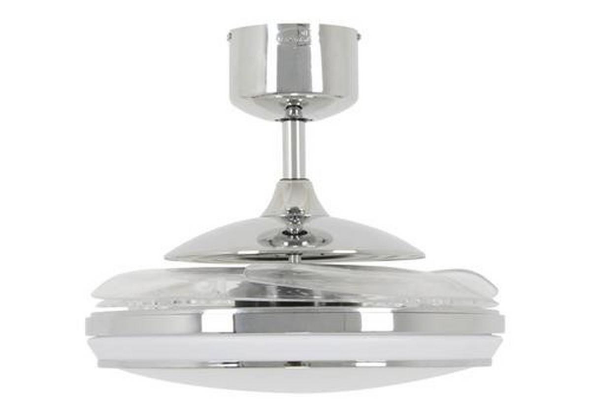 Deckenventilator Fanaway Chrom 4 Flügel, Led-Leuchte - Chromfarben/Transparent, Basics, Kunststoff/Metall (122/41cm) - P & B