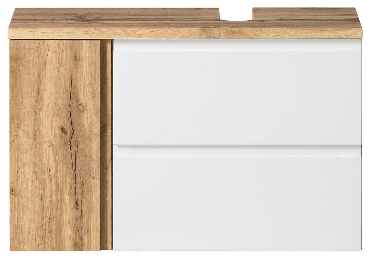 Waschbeckenunterschrank Varese B: 85 Cm Wotaneiche Dekor/weiß - Eiche Wotan/Weiß, MODERN, Holzwerkstoff (85/56/35cm) - Held