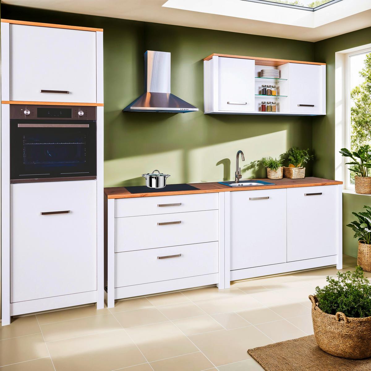 Skrinka na vstavané spotrebiče SAN - biela/dub artisan, Romantik / Landhaus, kov/kompozitné drevo (70/167/60cm) - Mömax