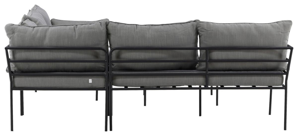 Loungegarnitur 2-Tlg Penh Metall/Akazienholz mit Kissen - Schwarz/Grau, KONVENTIONELL, Holz/Metall - Gardenson