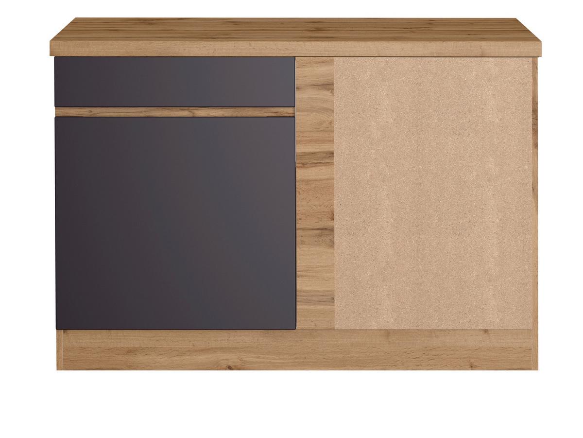 Eckunterschrank Turin B: 120cm Grau/eiche Dekor 1 Drehtüre - Eiche Wotan/Grau, Design, Holzwerkstoff (120/86/60cm) - Held