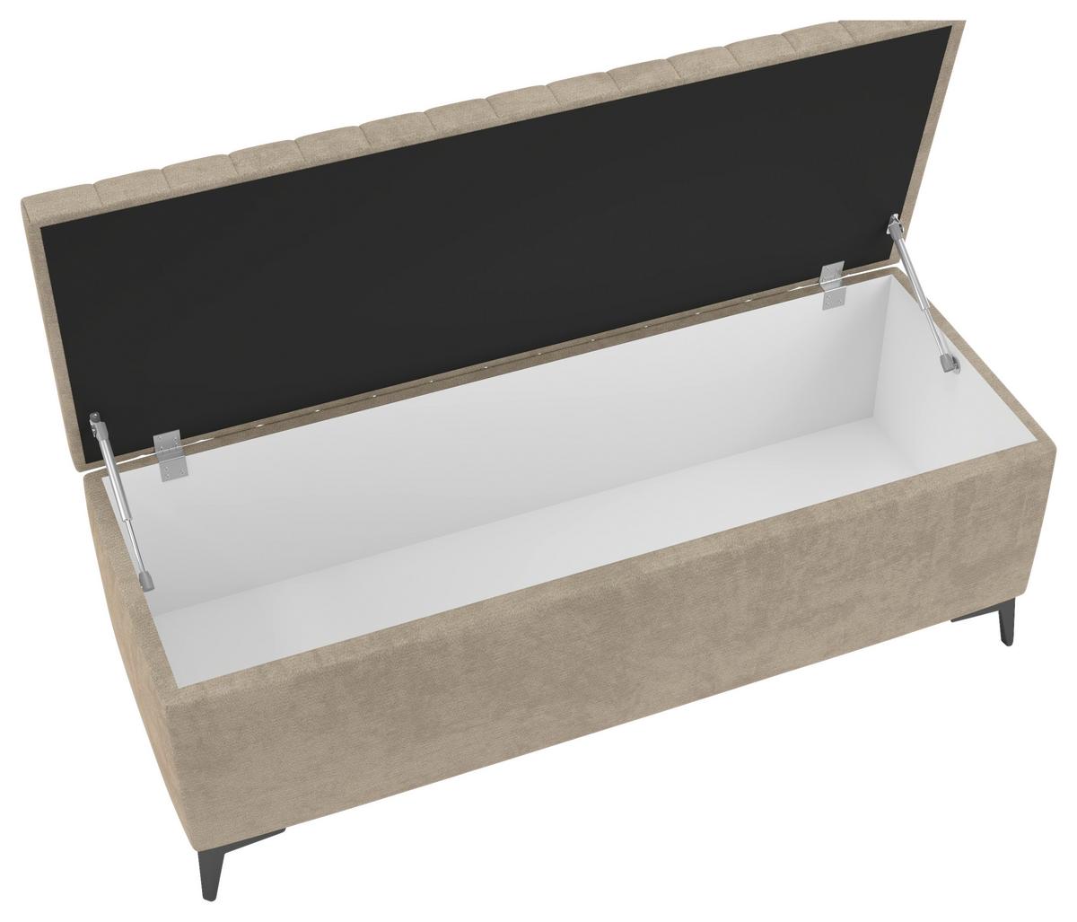 Lavica k posteli SANTI béžová - čierna/béžová, Modern, kov/kompozitné drevo (144/56/54cm)