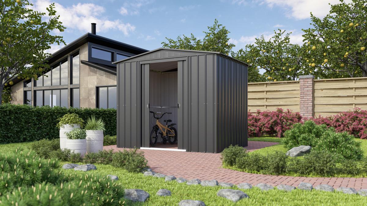 Gerätehaus Ohne Boden 245x198x185 Cm - Anthrazit, Basics, Metall (245/198/185cm)