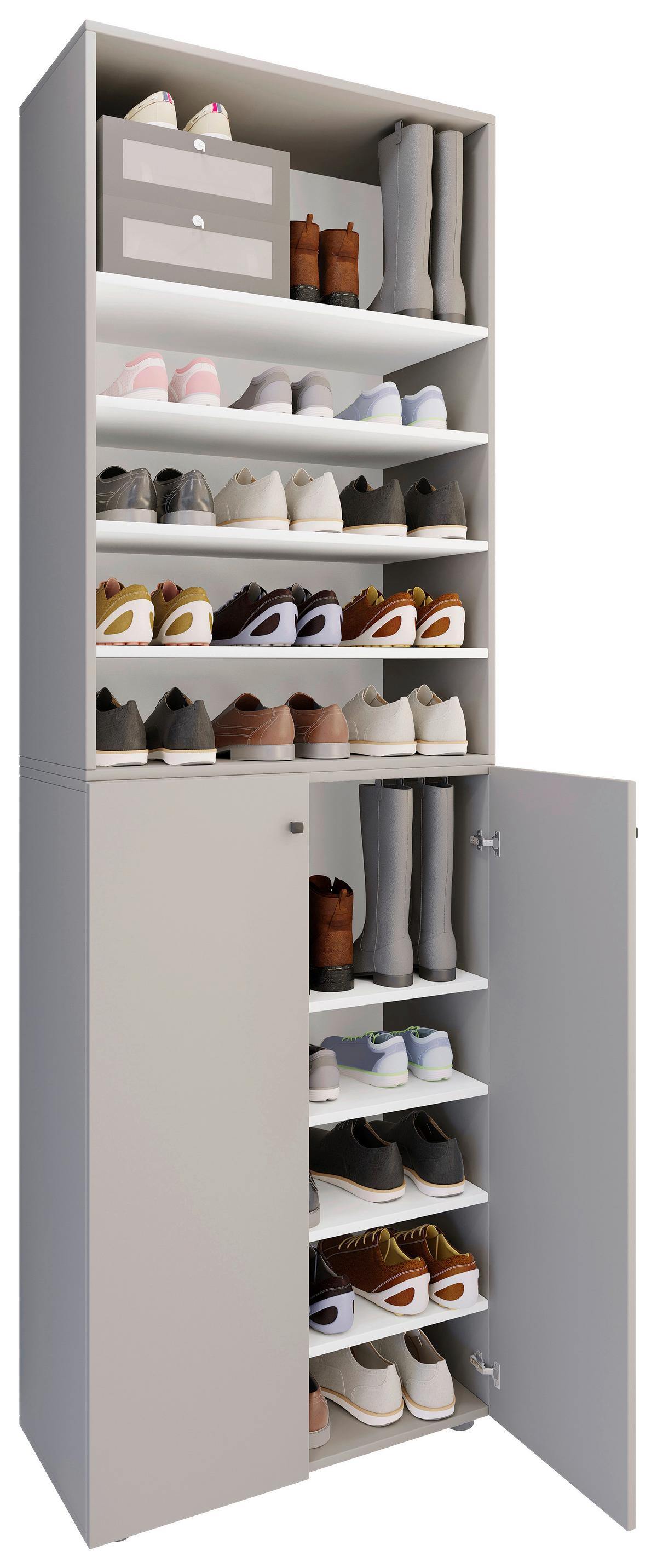 Schuhschrank Lona Grau B: 70 cm - Schwarz/Grau, Design, Holzwerkstoff (70/220/40cm) - MID.YOU
