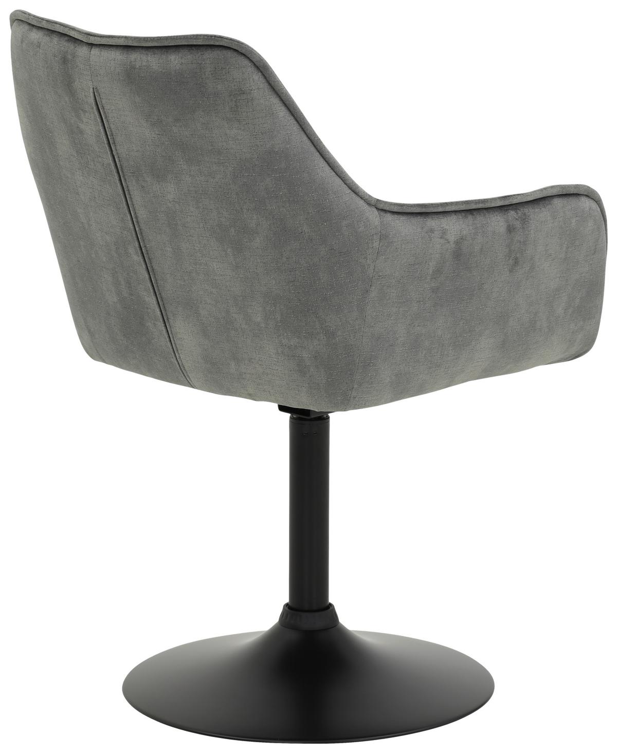 Armlehnstuhl Birte Grau Gepolstert 2er-Set - Schwarz/Grau, MODERN, Textil/Metall (49/83/62cm) - MID.YOU