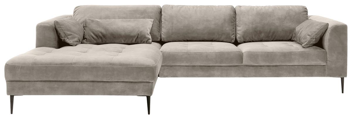 Ecksofa Luzi - Hellgrau/Schwarz, MODERN, Textil (168/280cm) - Trendmanufaktur