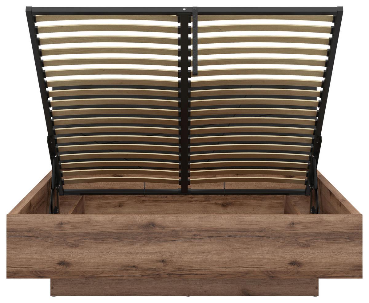 Bett Forn 160x200 cm Schwarz, Eichefarben - Eichefarben/Schwarz, MODERN, Holzwerkstoff (160/200cm) - MID.YOU