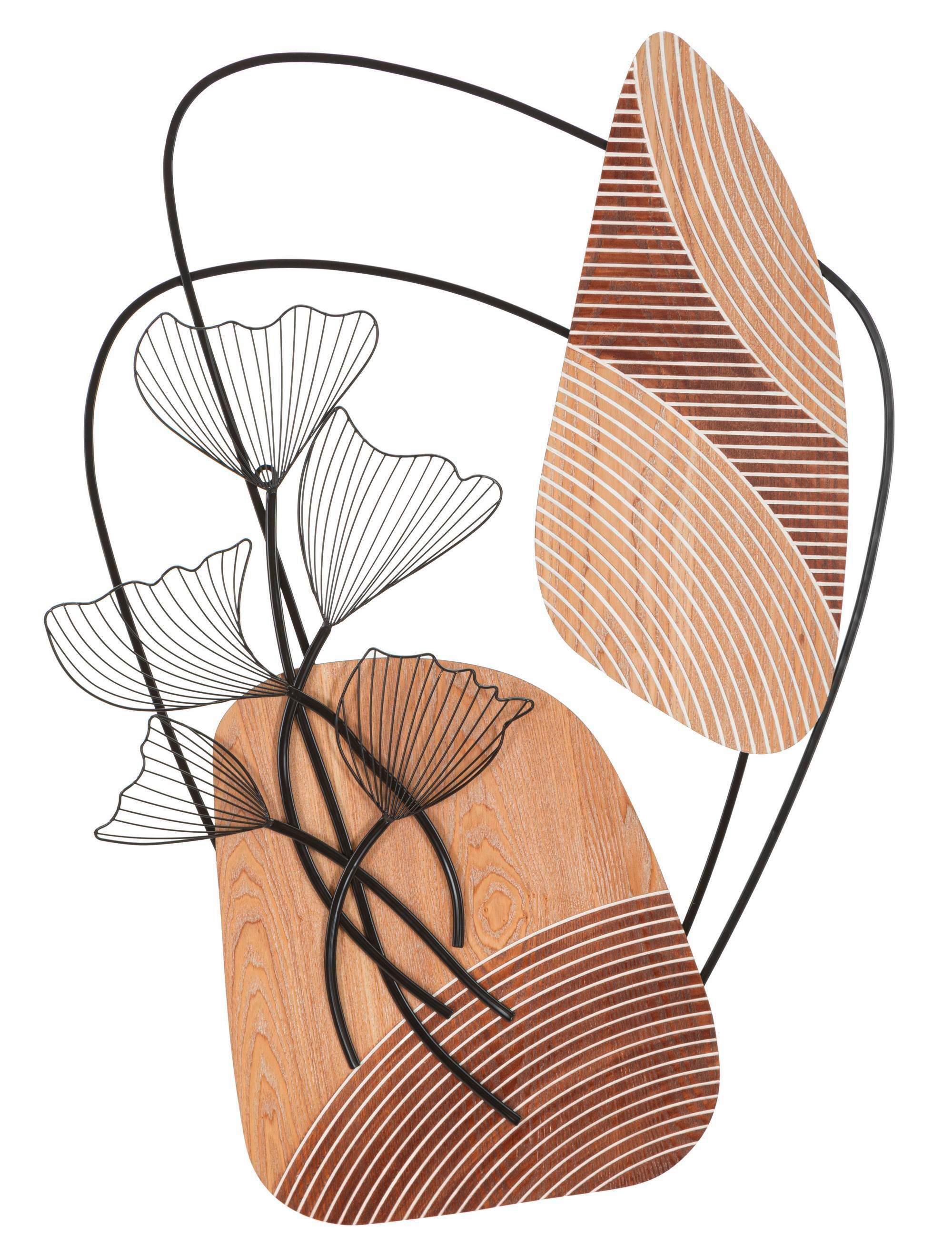 Wanddeko Panel Tali Naturfarben, Schwarz B: 70 cm - Schwarz/Naturfarben, Basics, Holzwerkstoff/Metall (70/100/3cm)