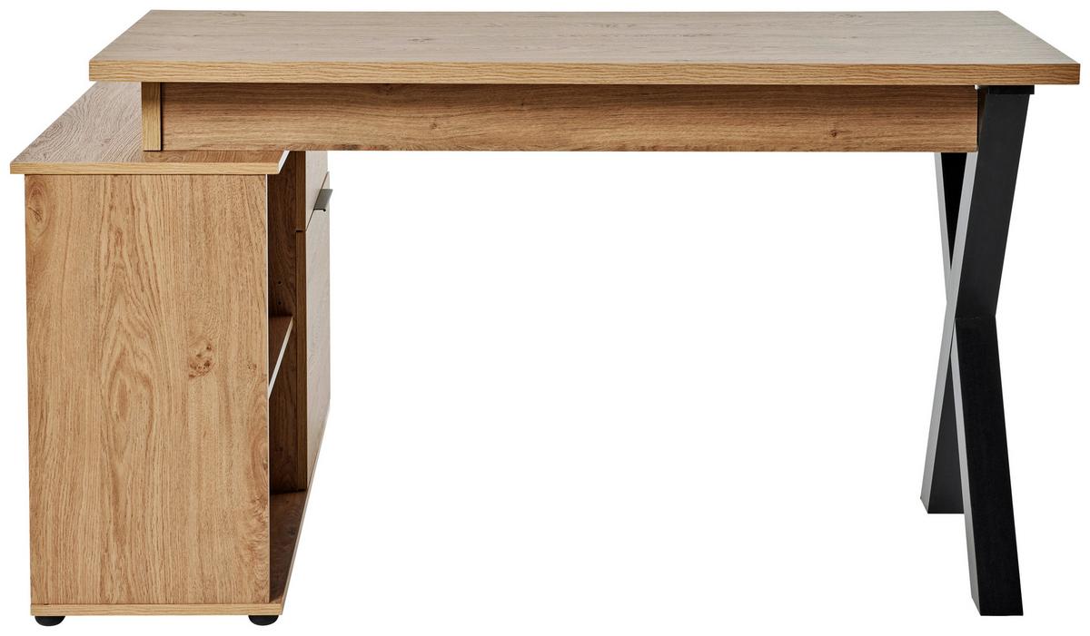 Eckschreibtisch Mit Stauraum B 140cm H 76cm Club, Eichefarbe - Eichefarben, MODERN, Holzwerkstoff (140/95/76cm) - Livetastic