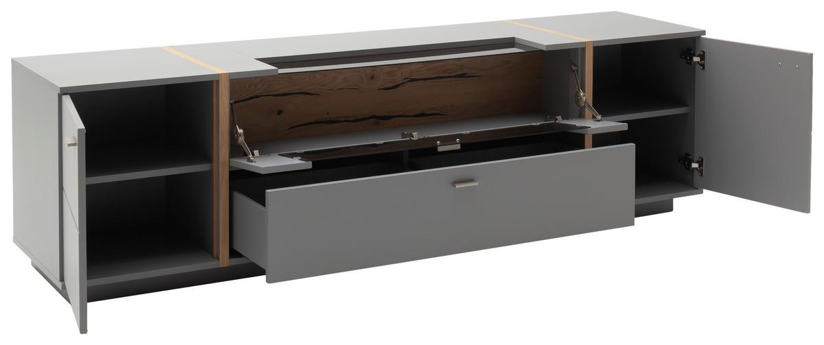 Lowboard Sevilla B: 216 cm Grau/Eiche Dekor - Eichefarben/Grau, Design, Glas/Holzwerkstoff (216/62/50cm) - MID.YOU