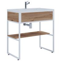 Waschtischkombi 2--Teilig. Waschplatz "bitila 80" - Honigeiche/Weiß, MODERN, Keramik/Holzwerkstoff (80cm) - MID.YOU