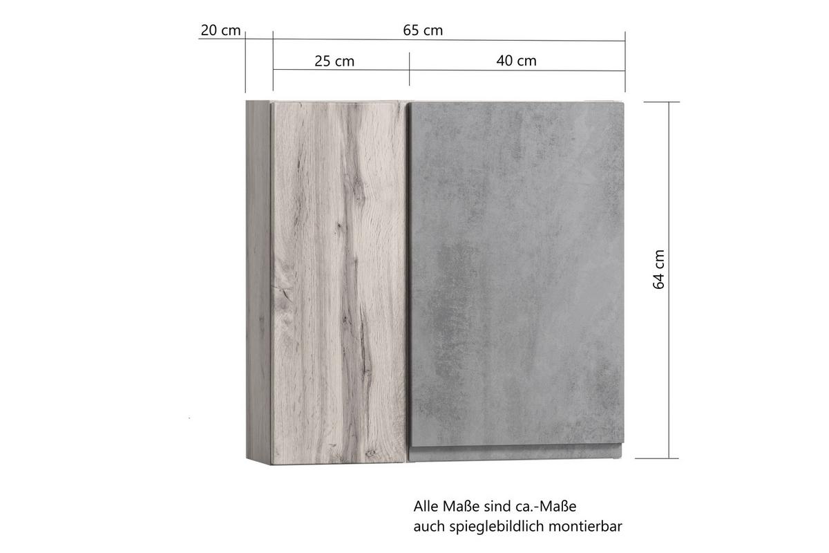 Hängeschrank Varese B: 65 cm Wotaneiche Dekor/Weiß - Eiche Wotan/Weiß, MODERN, Holzwerkstoff (65/64/20cm) - Held