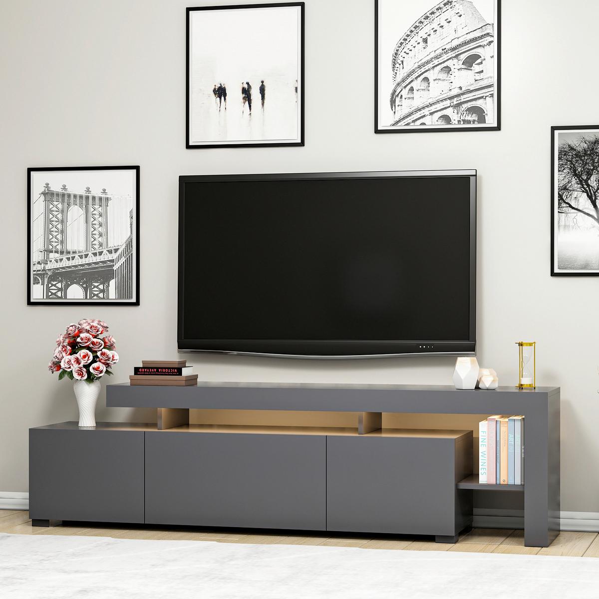 Lowboard Beliz, Anthrazit B: 192 Cm - Anthrazit, Design, Holzwerkstoff (192/53/37cm) - Livetastic