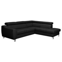 Ecksofa Aspen Lederlook Schwarz 245x208 Cm - Chromfarben/Schwarz, Design, Leder/Textil (245/208cm) - Livetastic