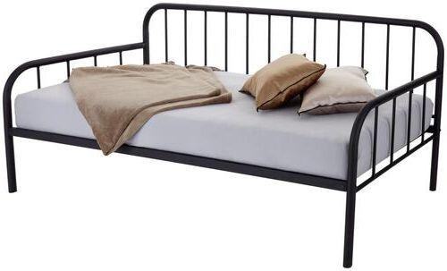 Bett inkl. Metalllattenrost 90x200 Industrial, Schwarz - Schwarz, MODERN, Metall (90/200cm)