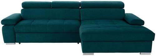 Ecksofa Perry - Dunkelgrün/Silberfarben, Design, Textil (292/183cm) - Livetastic
