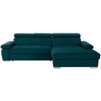 Ecksofa Perry - Dunkelgrün/Silberfarben, Design, Textil (292/183cm) - Livetastic