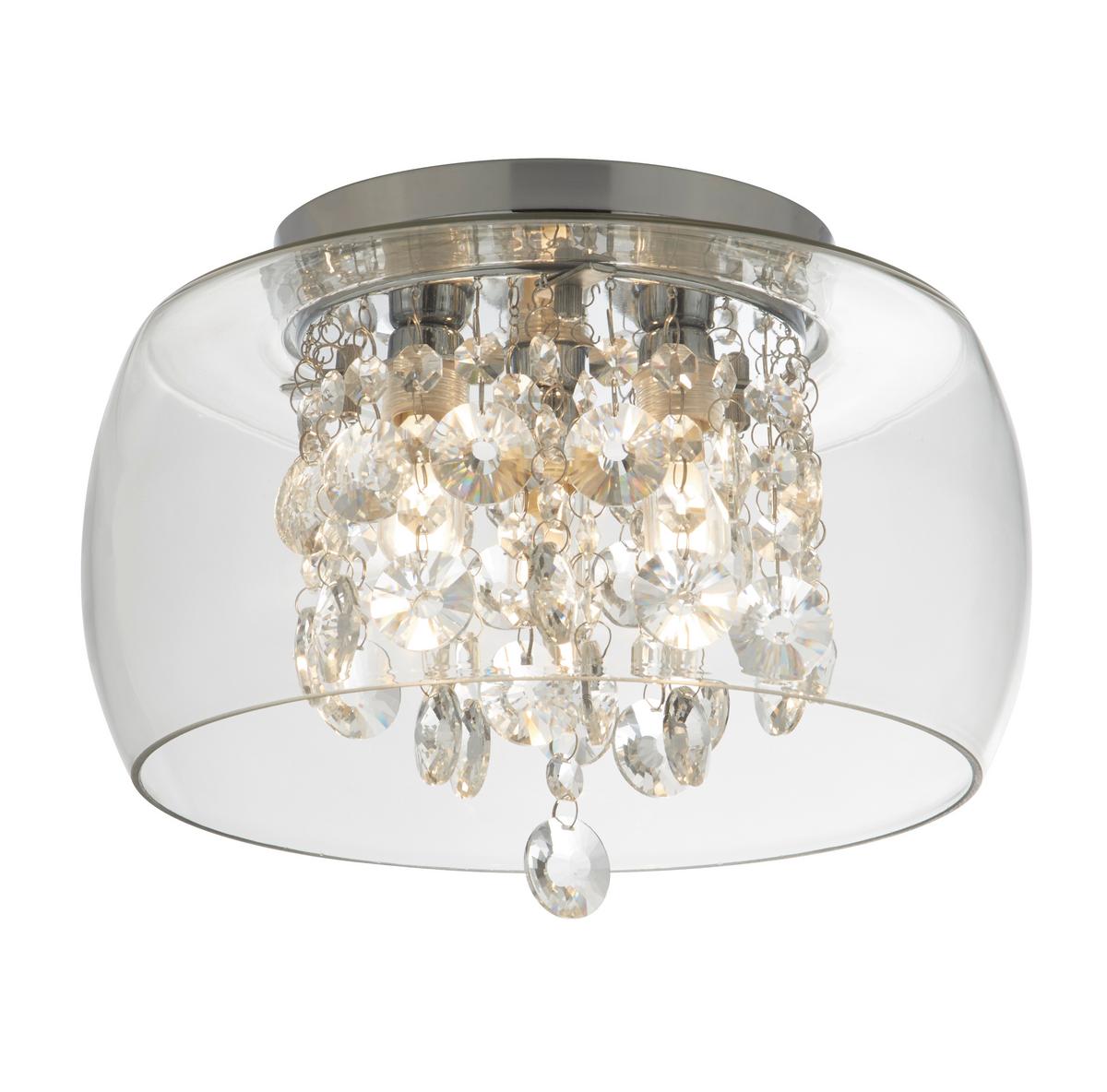 Bad-deckenleuchte Ip44 Chromfarben Ø 28 Cm 3-Flammig - Chromfarben, Design, Glas/Metall (28/20cm)