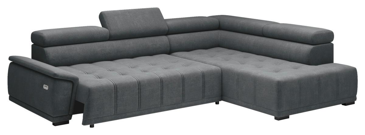 Rohová sedačka GRINALDI, pravá, antracitová - černá/antracitová, Moderní, textil/plast (283/106cm) - Premium Living