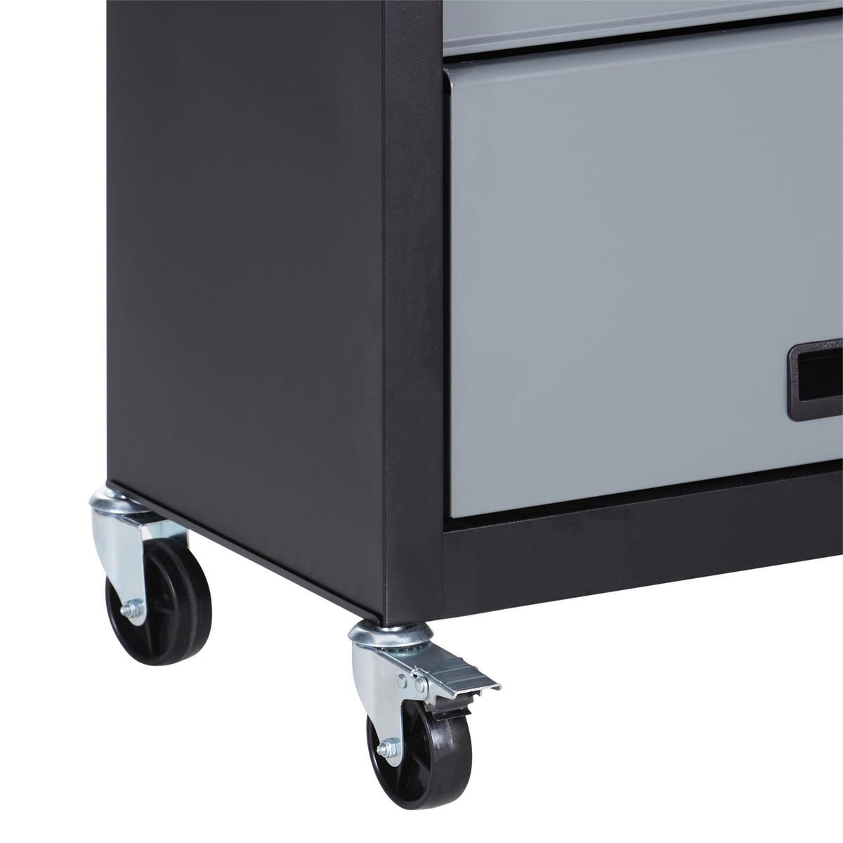 Werkstattwagen Falkon 4 Laden Verschließbar mit Rollen - Schwarz/Grau, MODERN, Metall (61,6/33/74,5cm) - Homezone