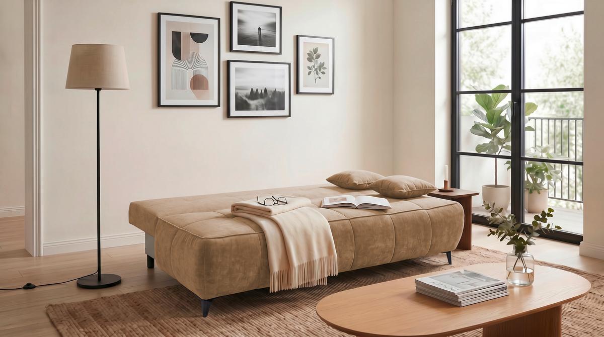 Schlafsofa Elisa Braun, Schlaffunktion - Schwarz/Braun, MODERN, Textil (215/96/106cm) - MID.YOU