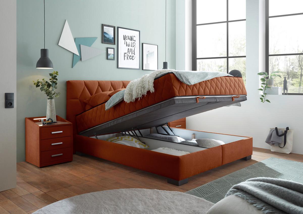 Boxbett Nagol B - Cognac/Schwarz, MODERN, Holzwerkstoff/Textil (160/200cm) - MID.YOU