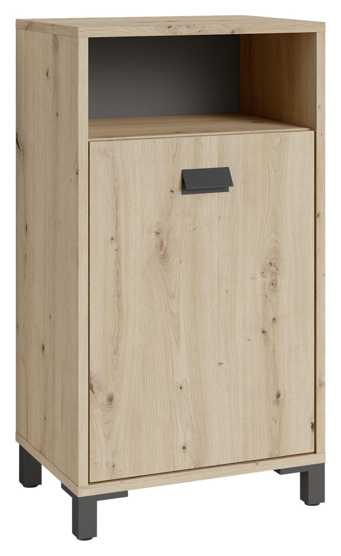 Unterschrank Wellness B: 42 cm Artisan Eiche Dekor - Anthrazit/Schwarz, MODERN, Holzwerkstoff (42/77,5/31cm) - MID.YOU